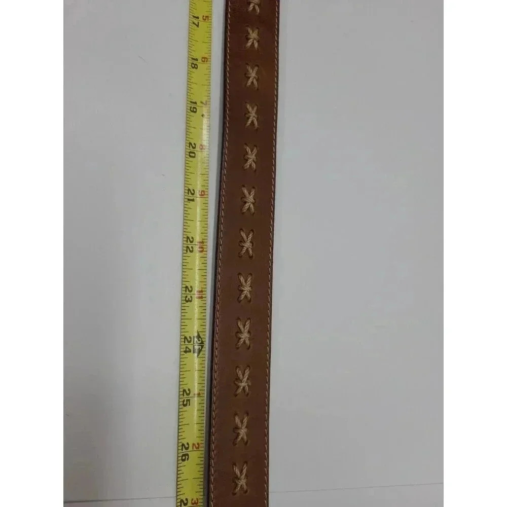 GAP Brown Leather Belt Men's Size 32 Twine Accents - Picture 7 of 7